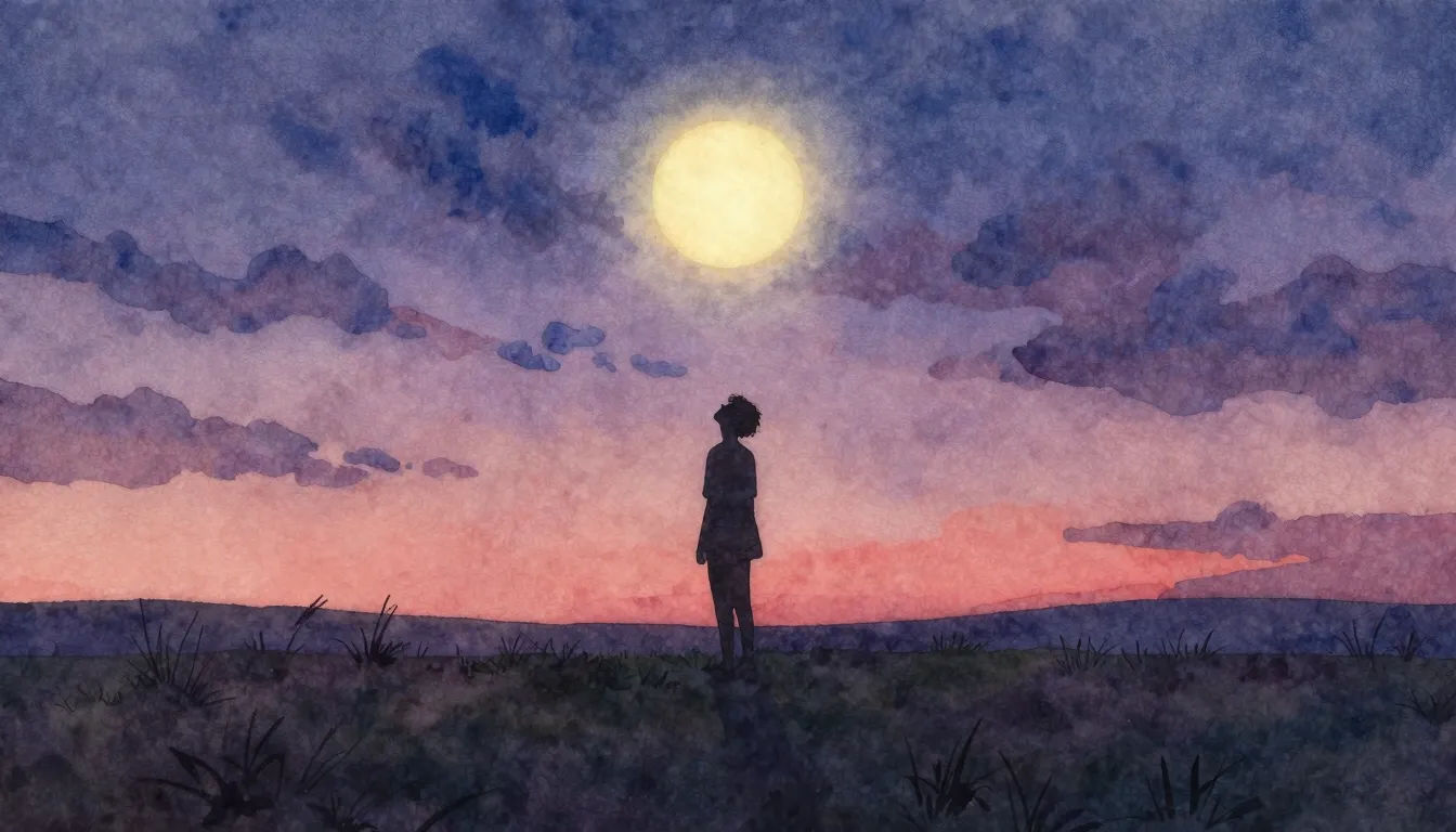 Vibrant watercolor style. A silhouette of a person standing ...