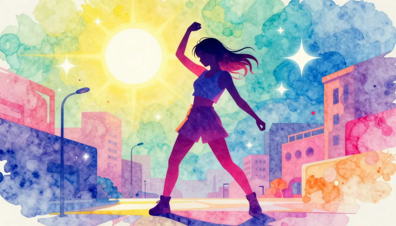 Vibrant watercolor style. Modern rap album cover, vibrant ne...