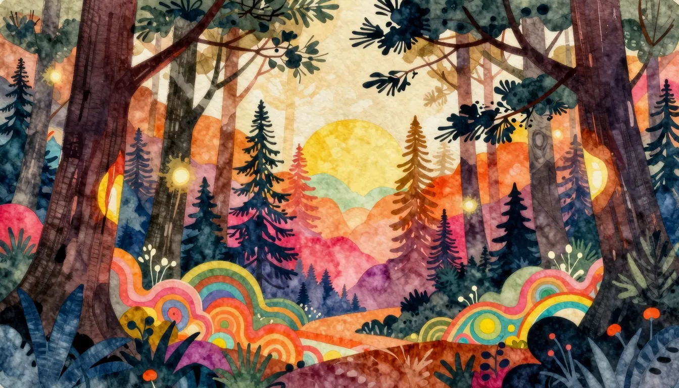Vibrant watercolor style. Funk music album cover, a stylized...