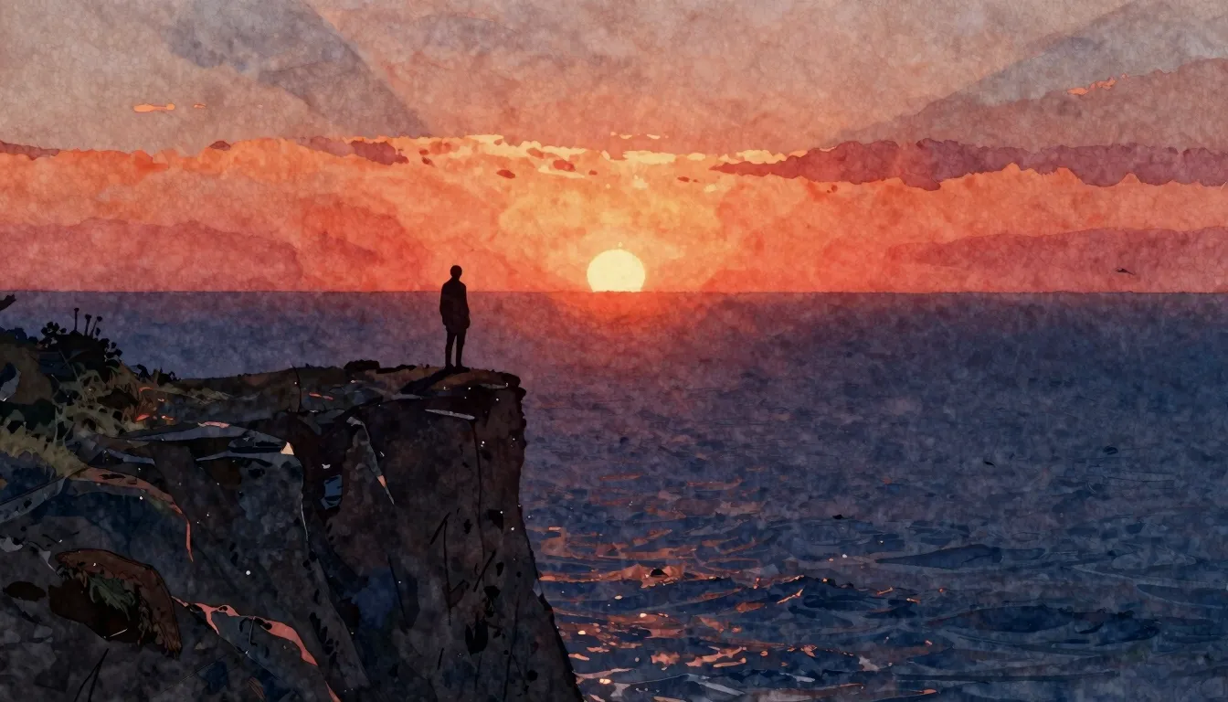 Vibrant watercolor style. A cinematic rock album cover, a lo...
