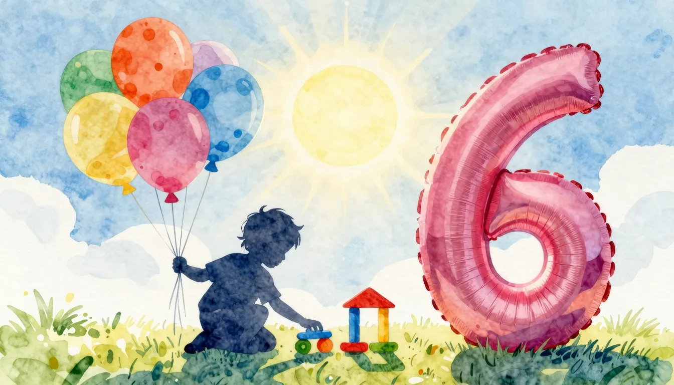 Watercolor style. Silhouette of a child playing with toys, b...