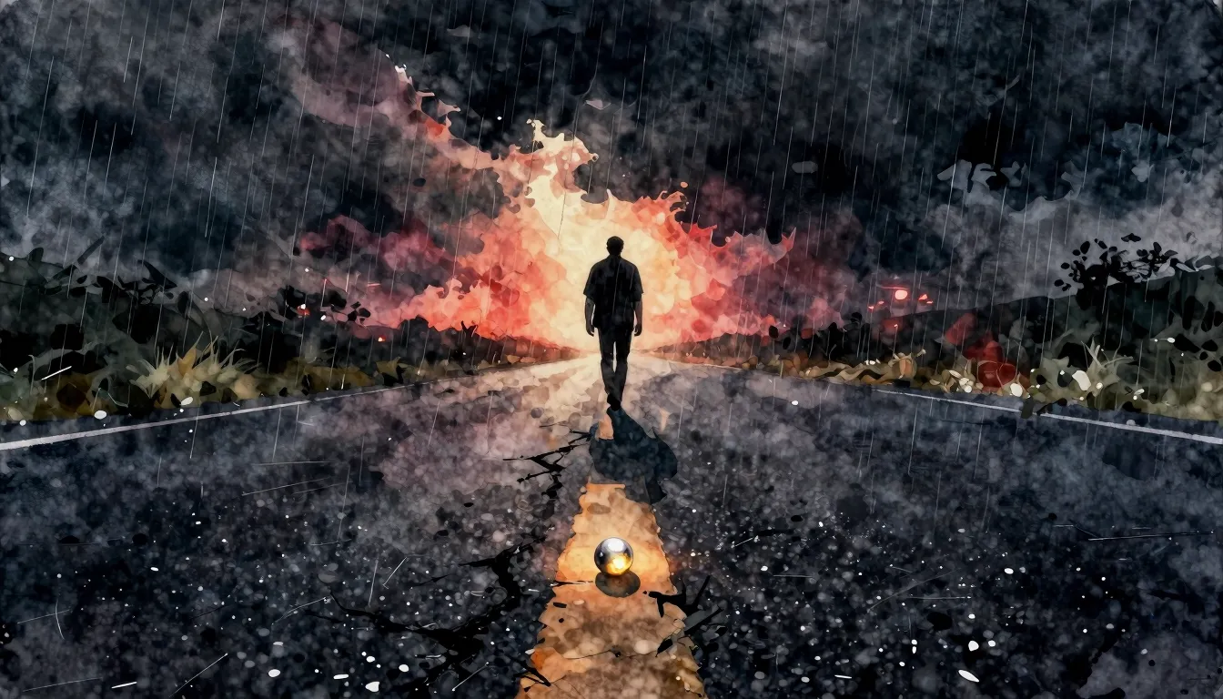 Vibrant watercolor style. Nu-metal album cover, dark moody a...