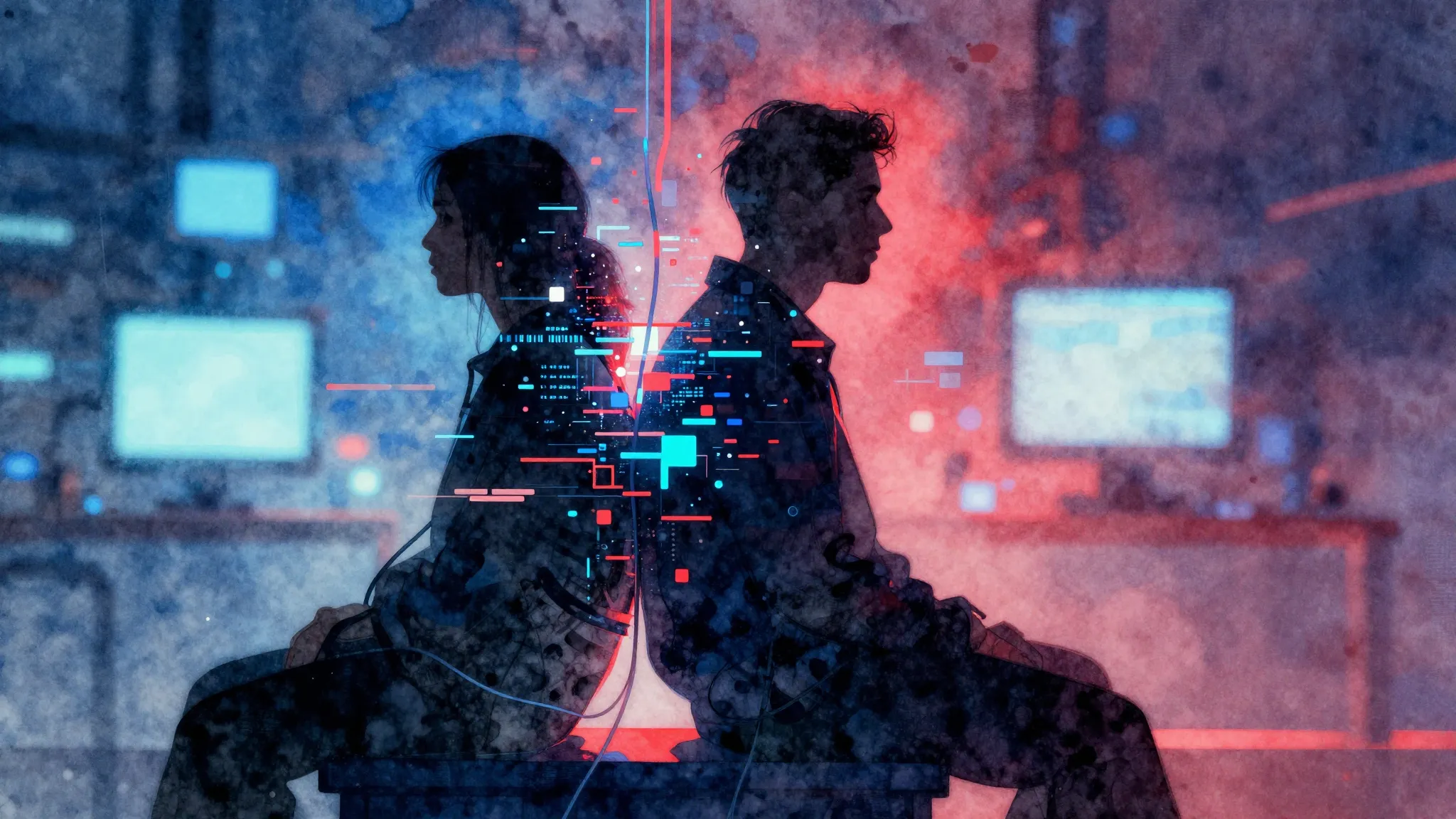 Vibrant watercolor style. Abstract hip-hop album cover, two ...