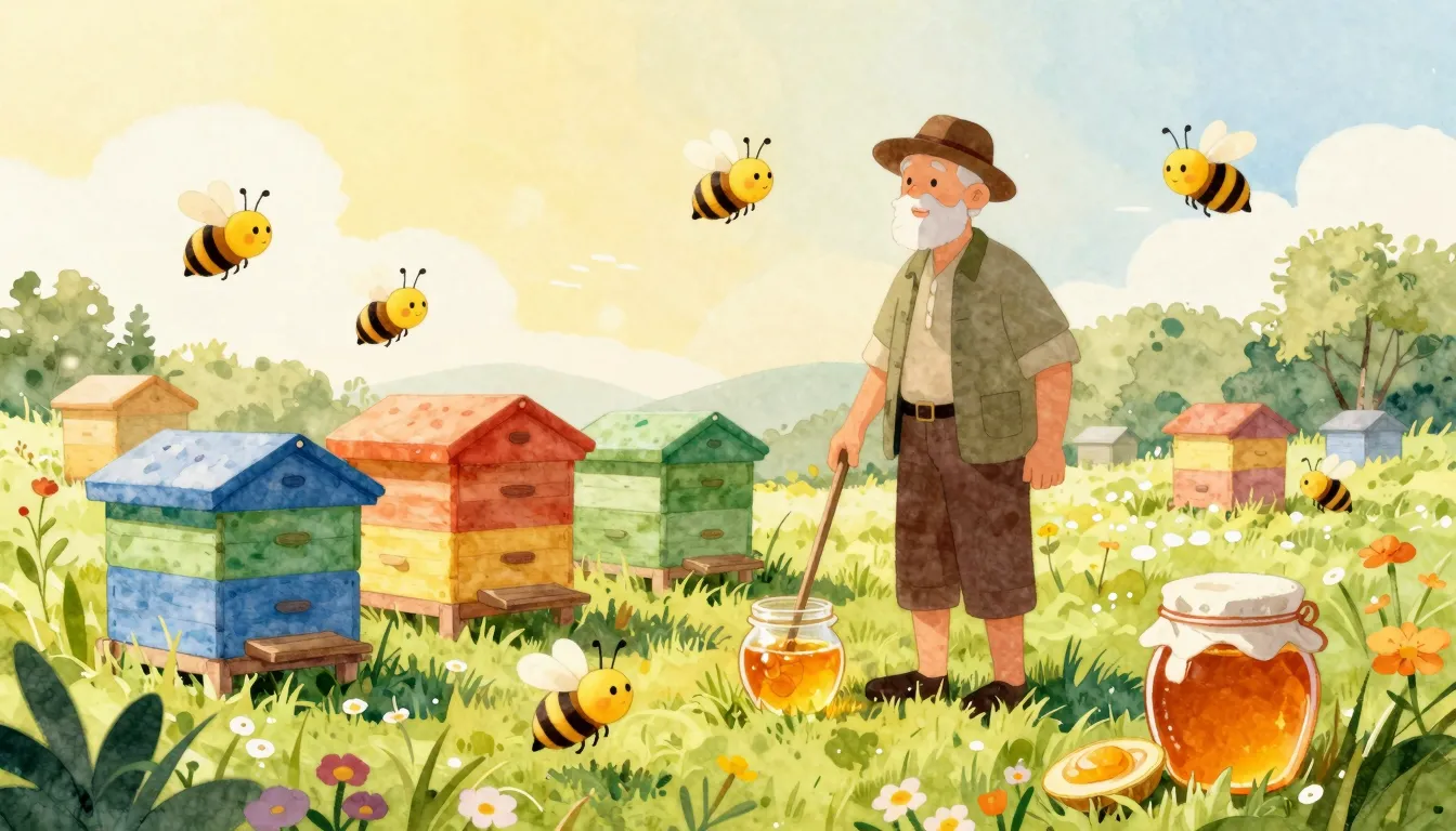 Vibrant watercolor style. A bright children's book illustrat...