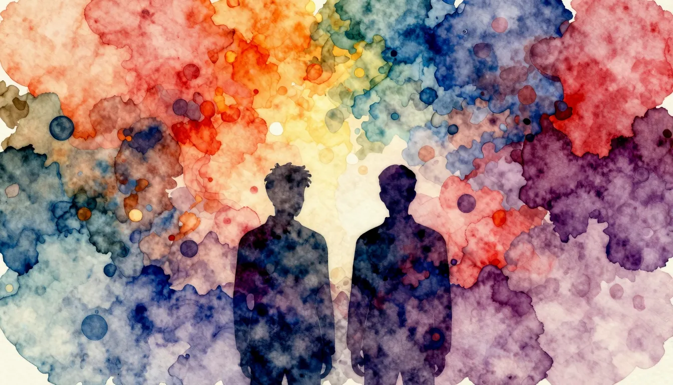 Vibrant watercolor style. Hypnagogic electronic album cover,...
