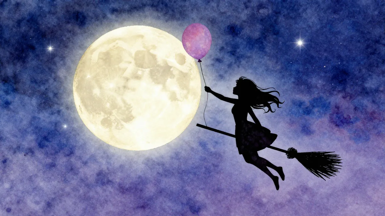 Watercolor style. Silhouette of a girl holding a balloon, fl...