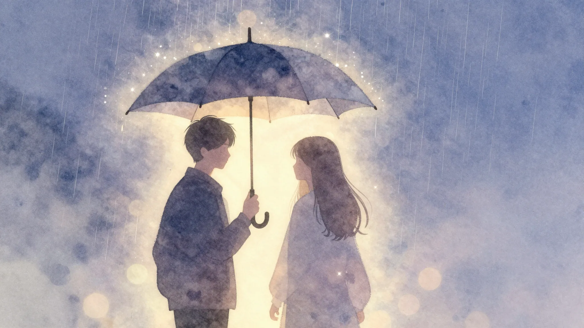 Watercolor style. A gentle silhouette of a person holding an...