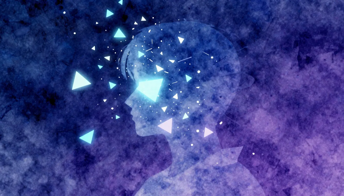 Vibrant watercolor style. Abstract digital art, glowing geom...