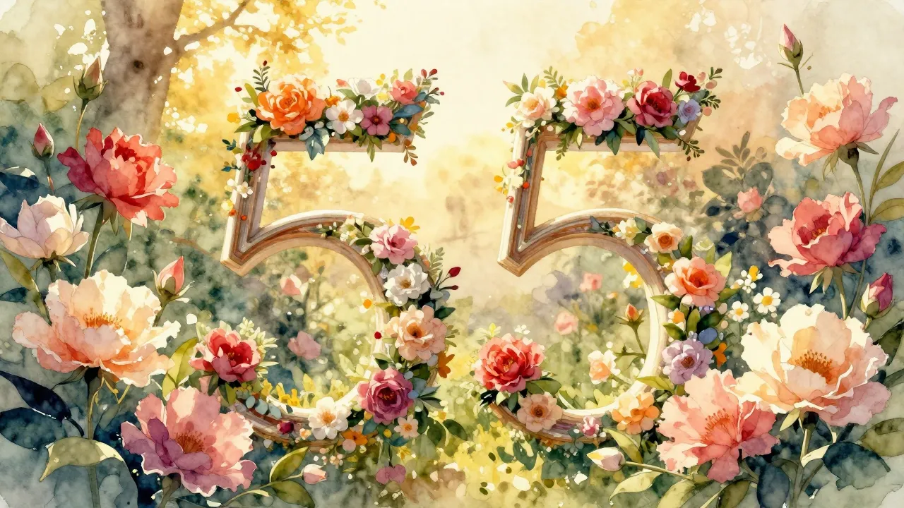 Vibrant watercolor style. A beautiful, elegant floral compos...