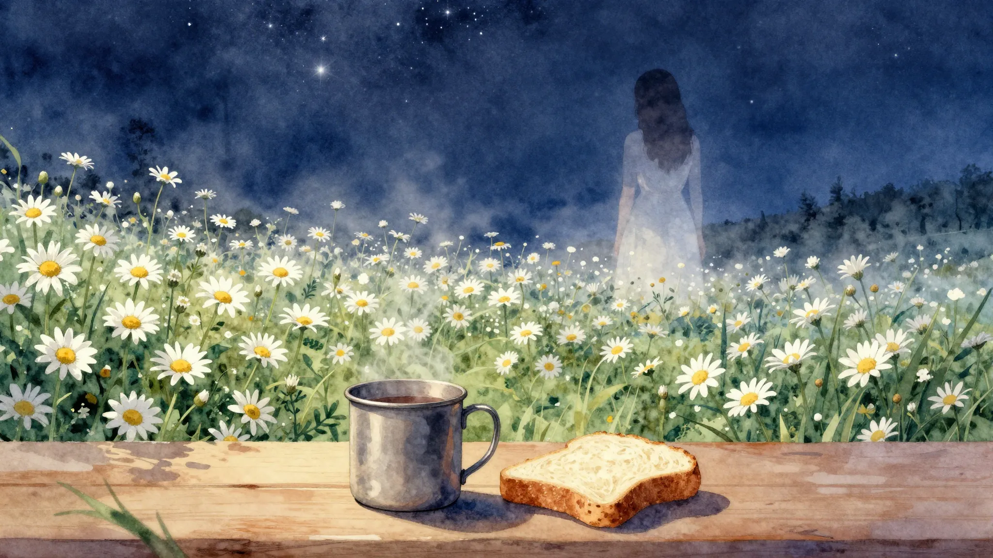 Vibrant watercolor style. Cinematic surreal art, a field of ...