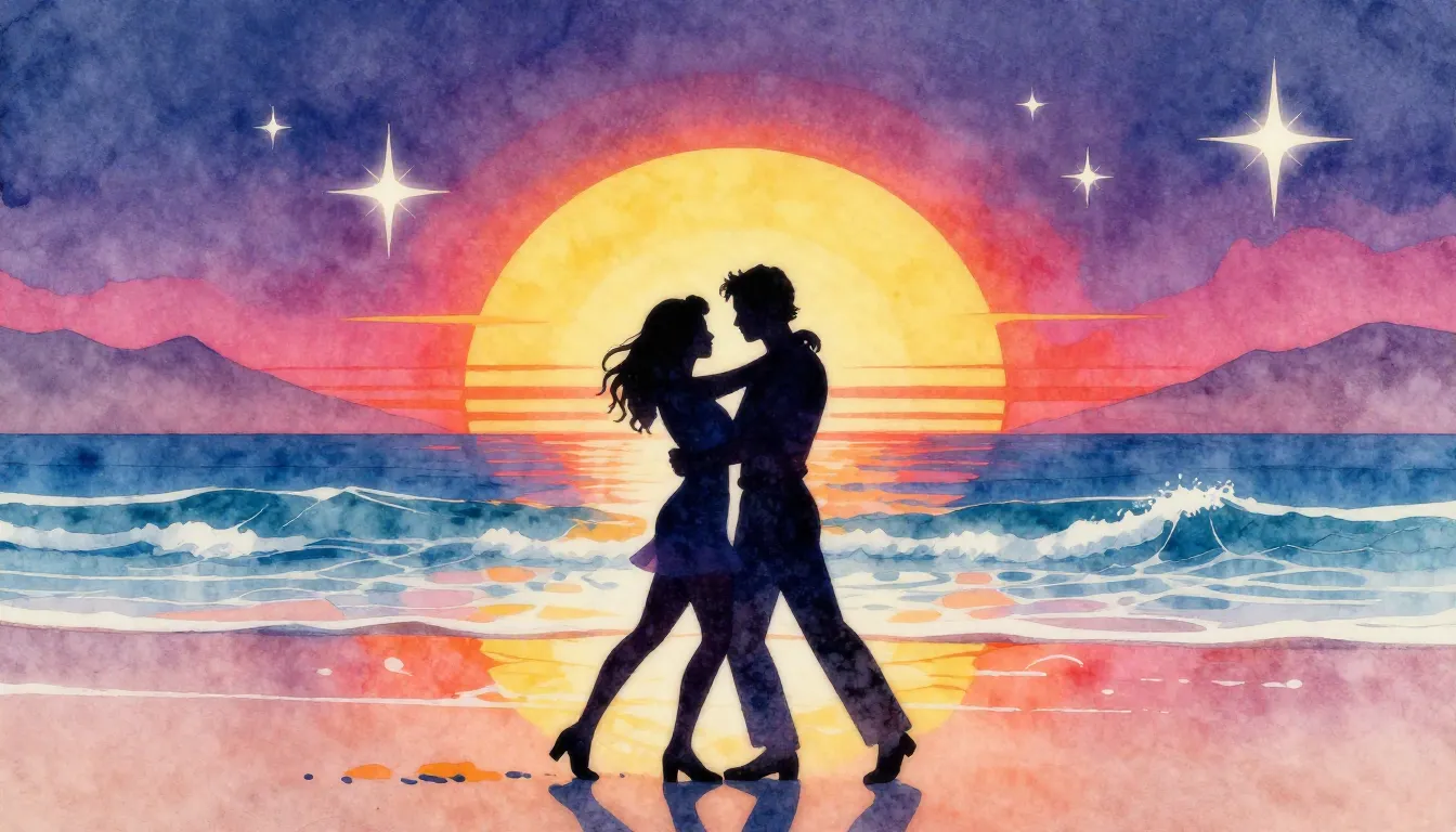 Vibrant watercolor style. Retro disco style album cover, a r...