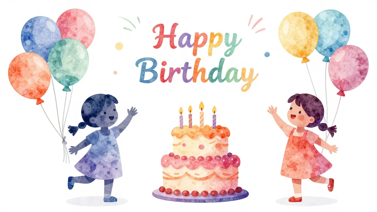 Watercolor style. A bright and colorful illustration of a bi...