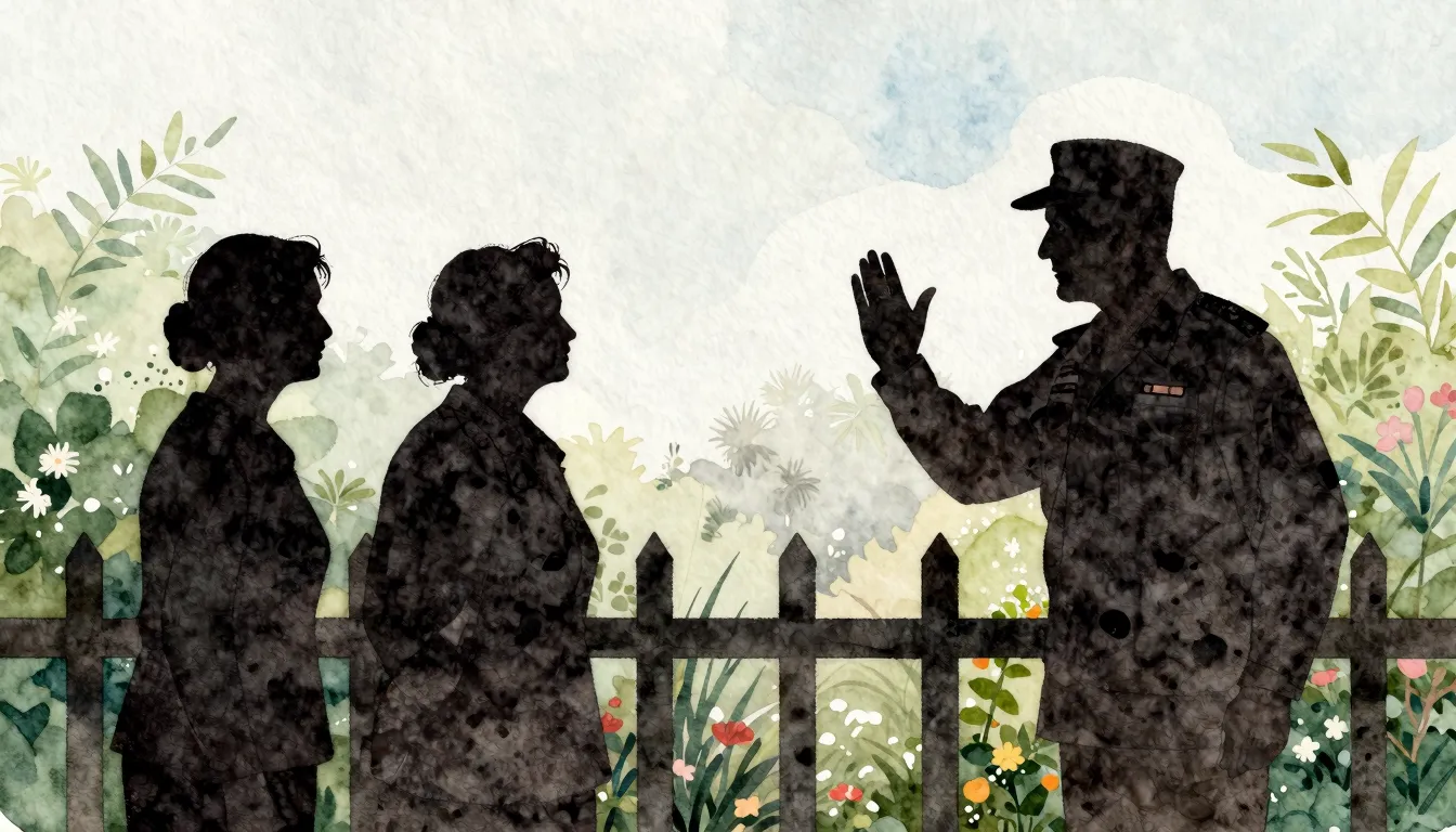 Watercolor style. Silhouettes of two old women arguing over ...