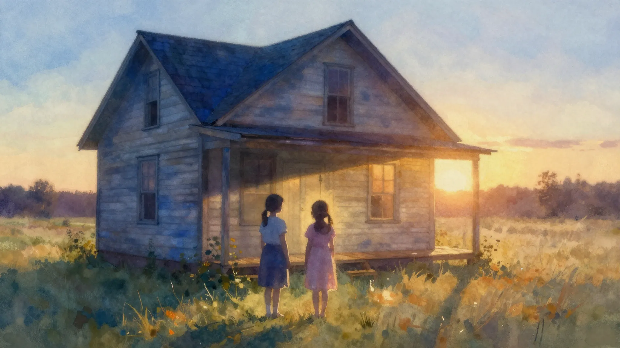 Vibrant watercolor style. A nostalgic blues-inspired album c...