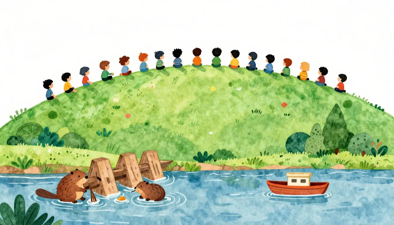 Vibrant watercolor style. Children's book illustration style...