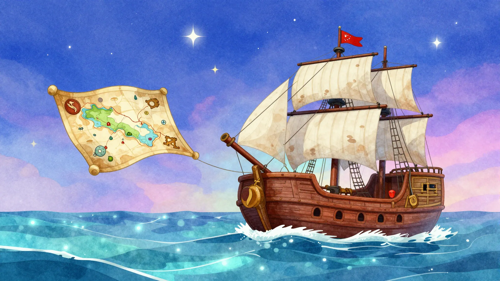 Vibrant watercolor style. A vibrant cartoon-style illustrati...