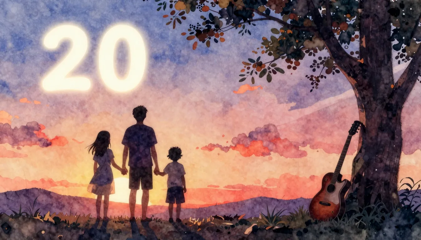 Vibrant watercolor style. Rock album cover, silhouettes of a...