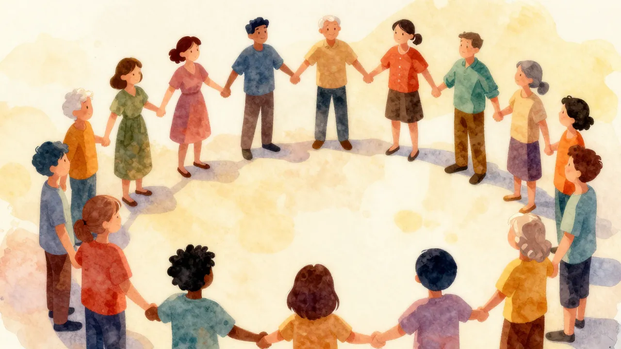 Vibrant watercolor style. A warm, artistic illustration of d...