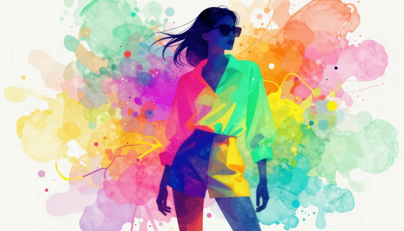 Vibrant watercolor style. Abstract digital art, vibrant neon...