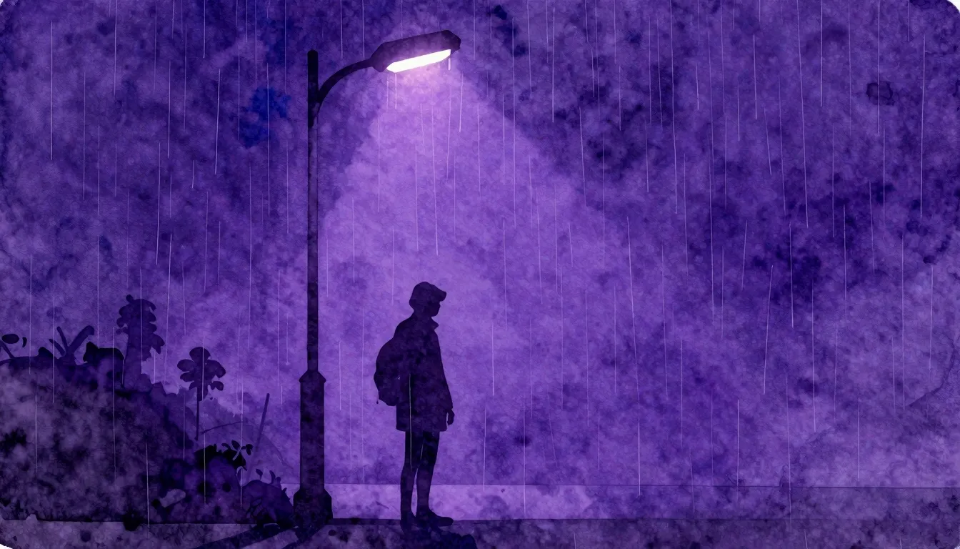 Vibrant watercolor style. Minimalist aesthetic, a dark silho...