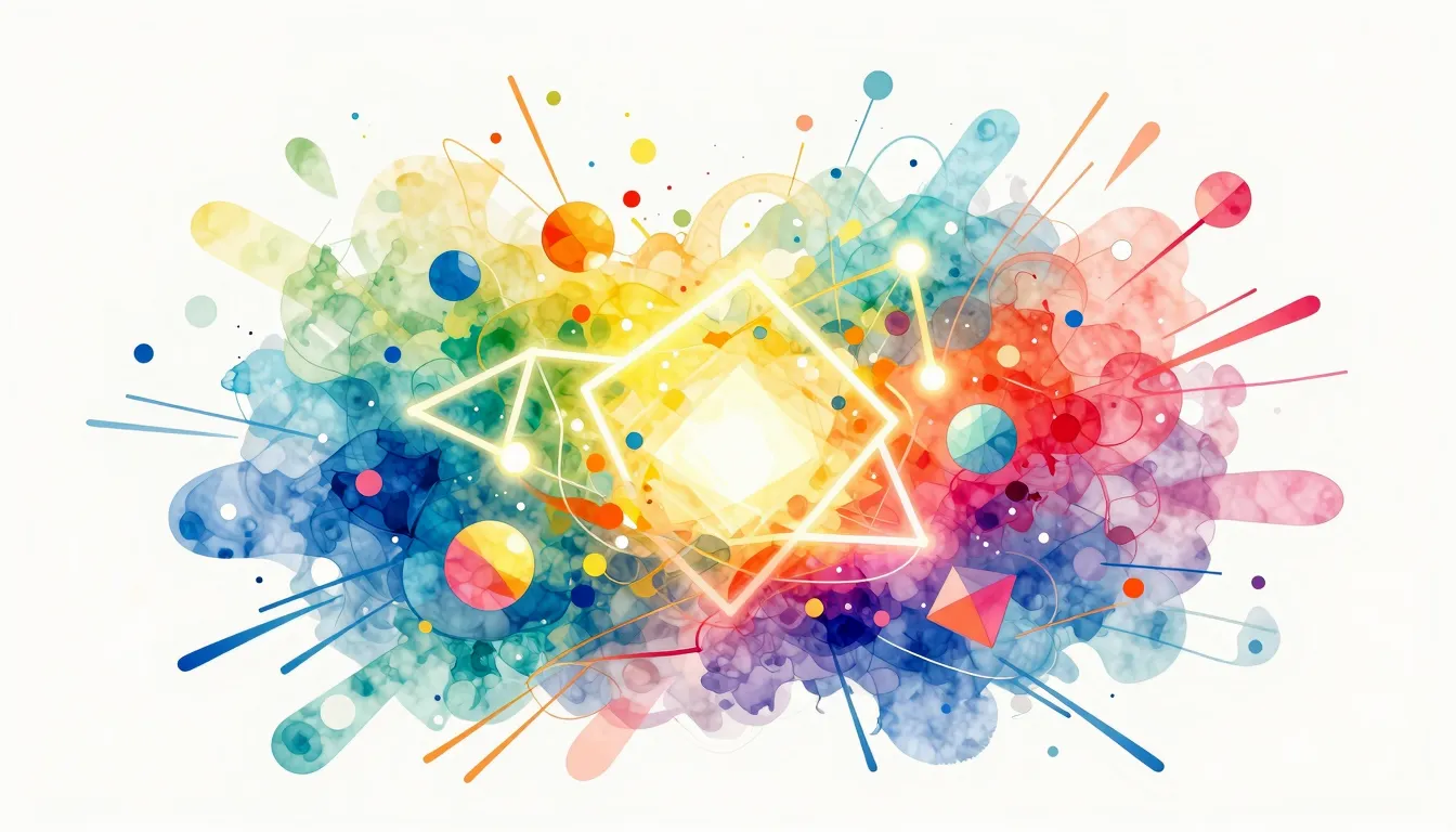 Vibrant watercolor style. A vibrant abstract composition rep...
