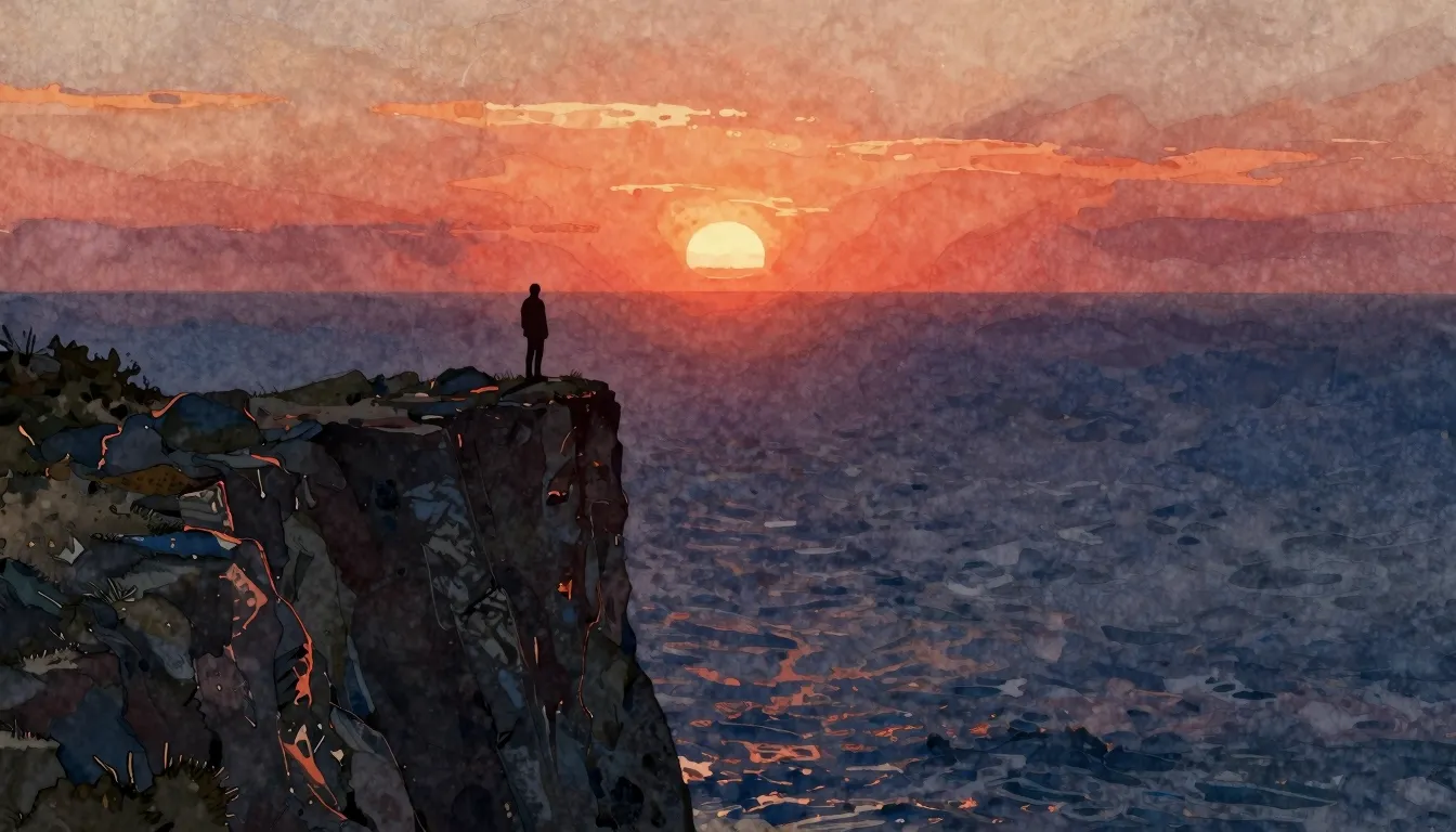 Vibrant watercolor style. A cinematic rock album cover, a lo...