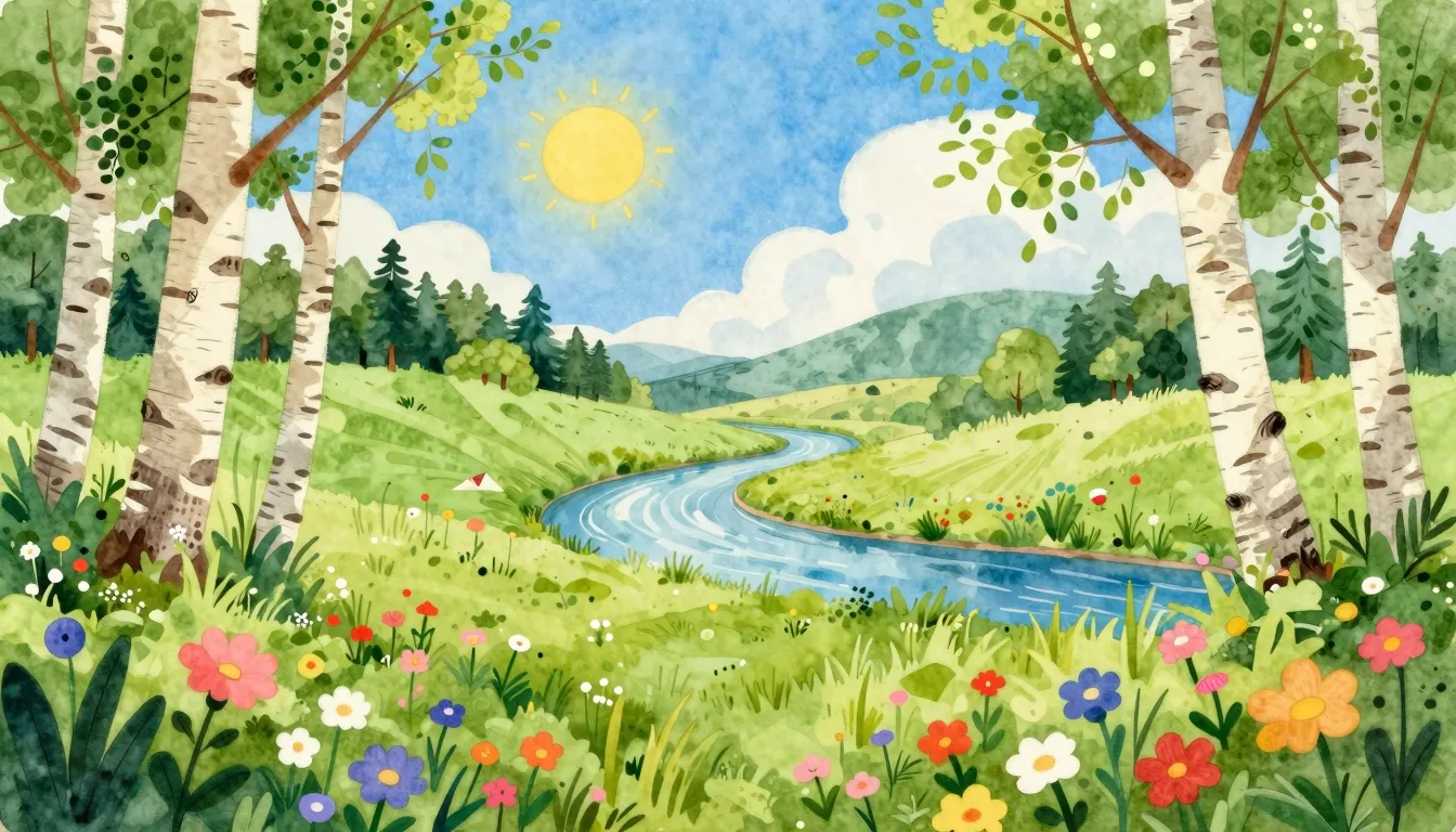 Vibrant watercolor style. A vibrant, whimsical illustration ...