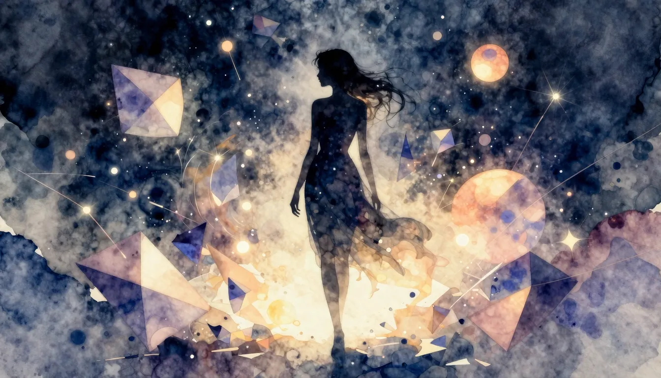 Watercolor style. Silhouette of a beautiful woman standing i...