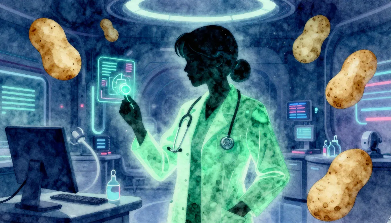 Watercolor style. Neon silhouette of a female doctor in a fu...
