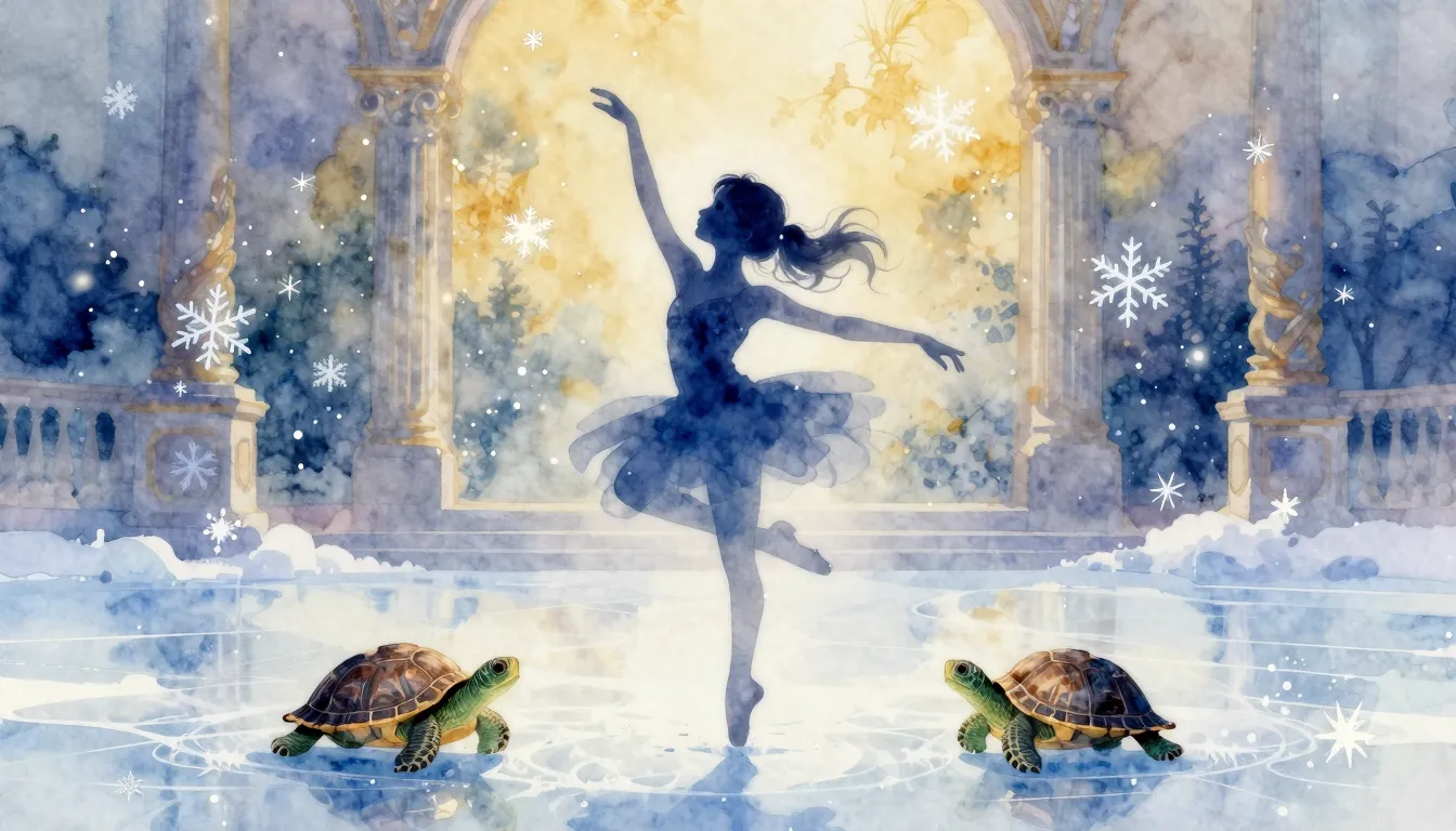 Vibrant watercolor style. A graceful silhouette of a young g...