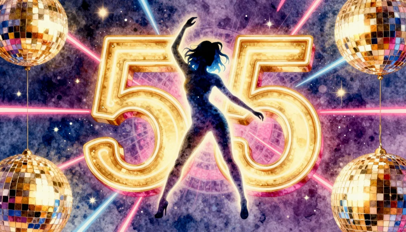 Vibrant watercolor style. A vibrant disco-funk album cover, ...