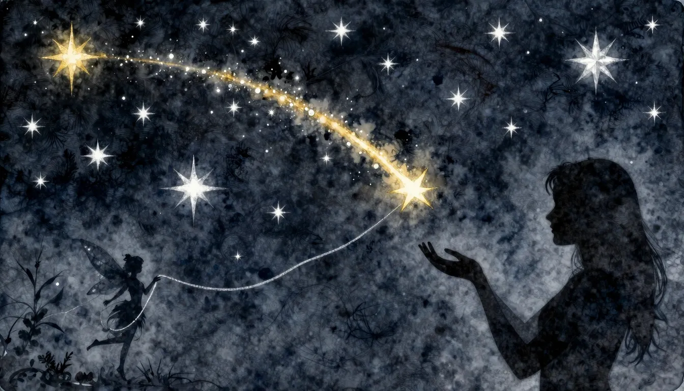 Watercolor style. A dark velvet night sky filled with bright...