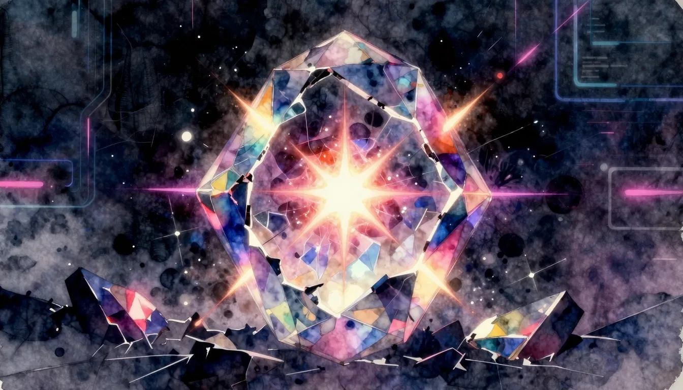 Vibrant watercolor style. Cyberpunk aesthetic, a glowing div...