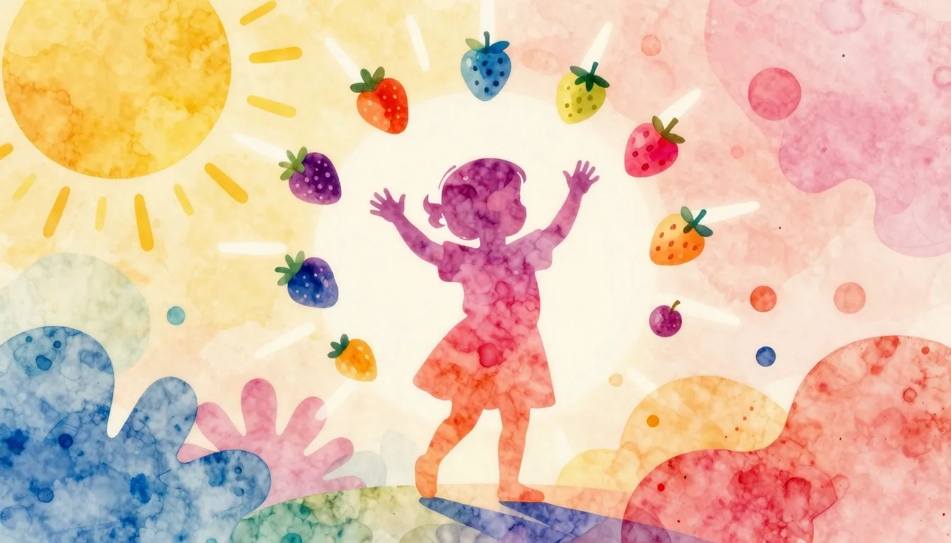 Vibrant watercolor style. A vibrant and joyful dance-pop alb...
