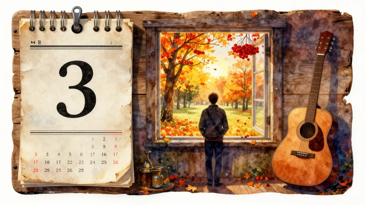 Vibrant watercolor style. A rustic country-style album cover...