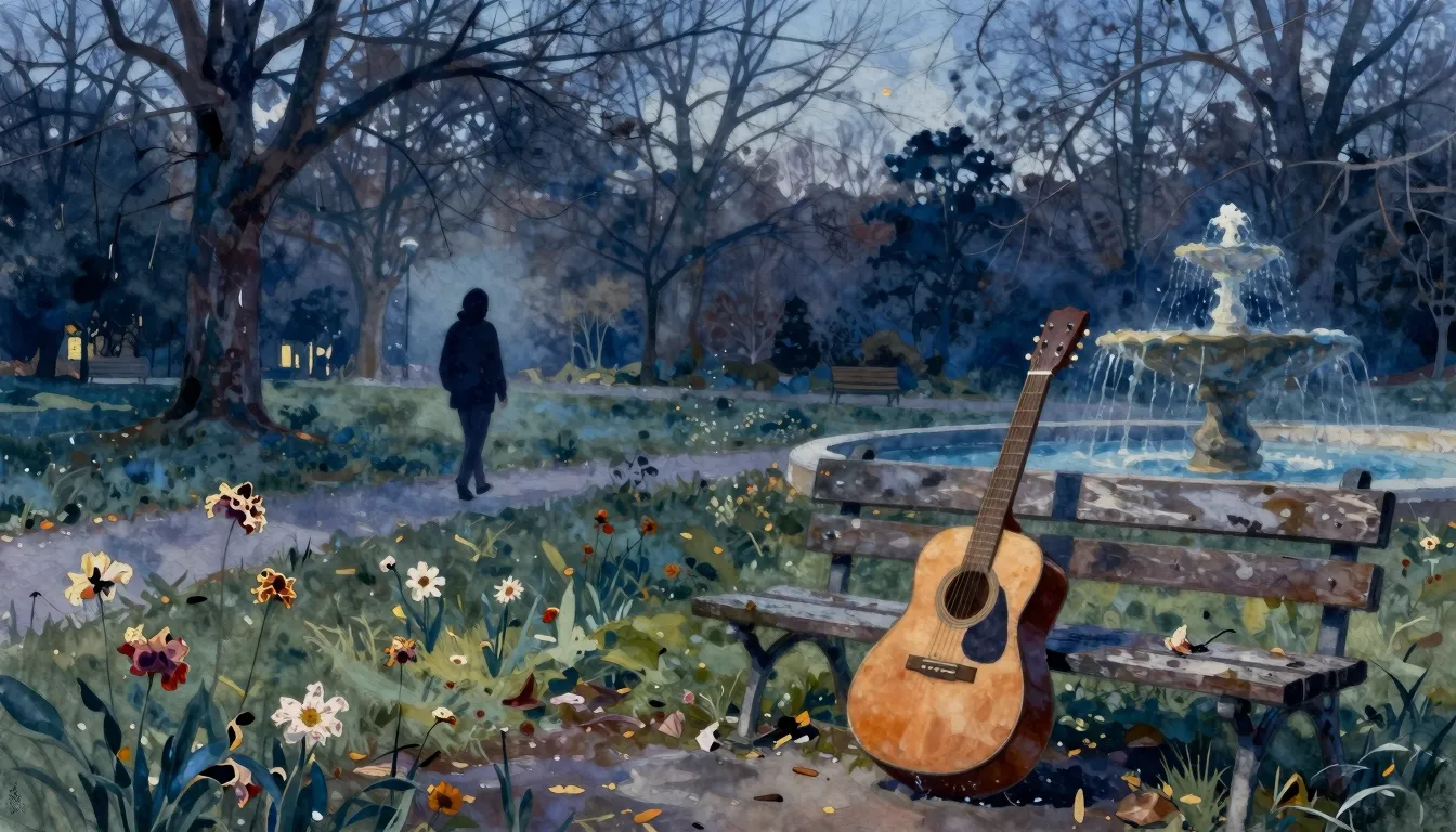 Vibrant watercolor style. A melancholic blues-inspired album...