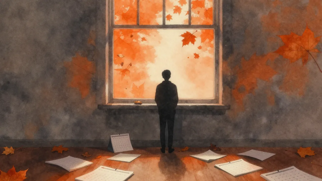 Vibrant watercolor style. A lonely silhouette standing by a ...