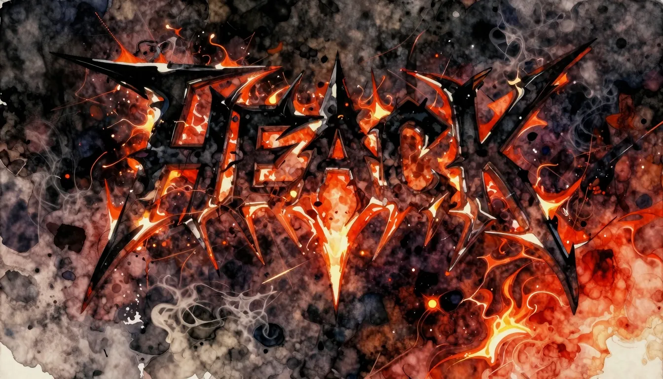 Vibrant watercolor style. Abstract heavy metal album cover, ...