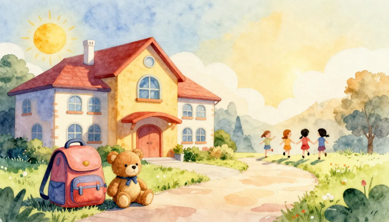 Vibrant watercolor style. A nostalgic illustration of a colo...