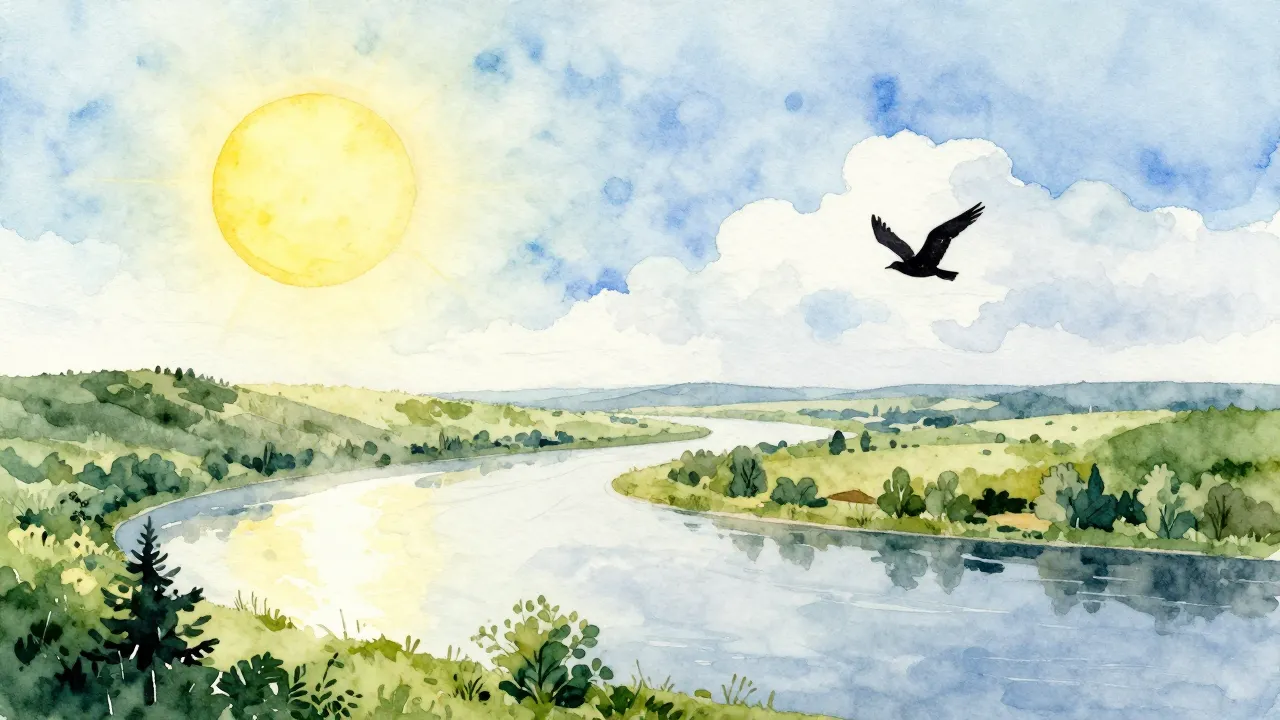Watercolor style. A beautiful landscape of the Ulyanovsk reg...