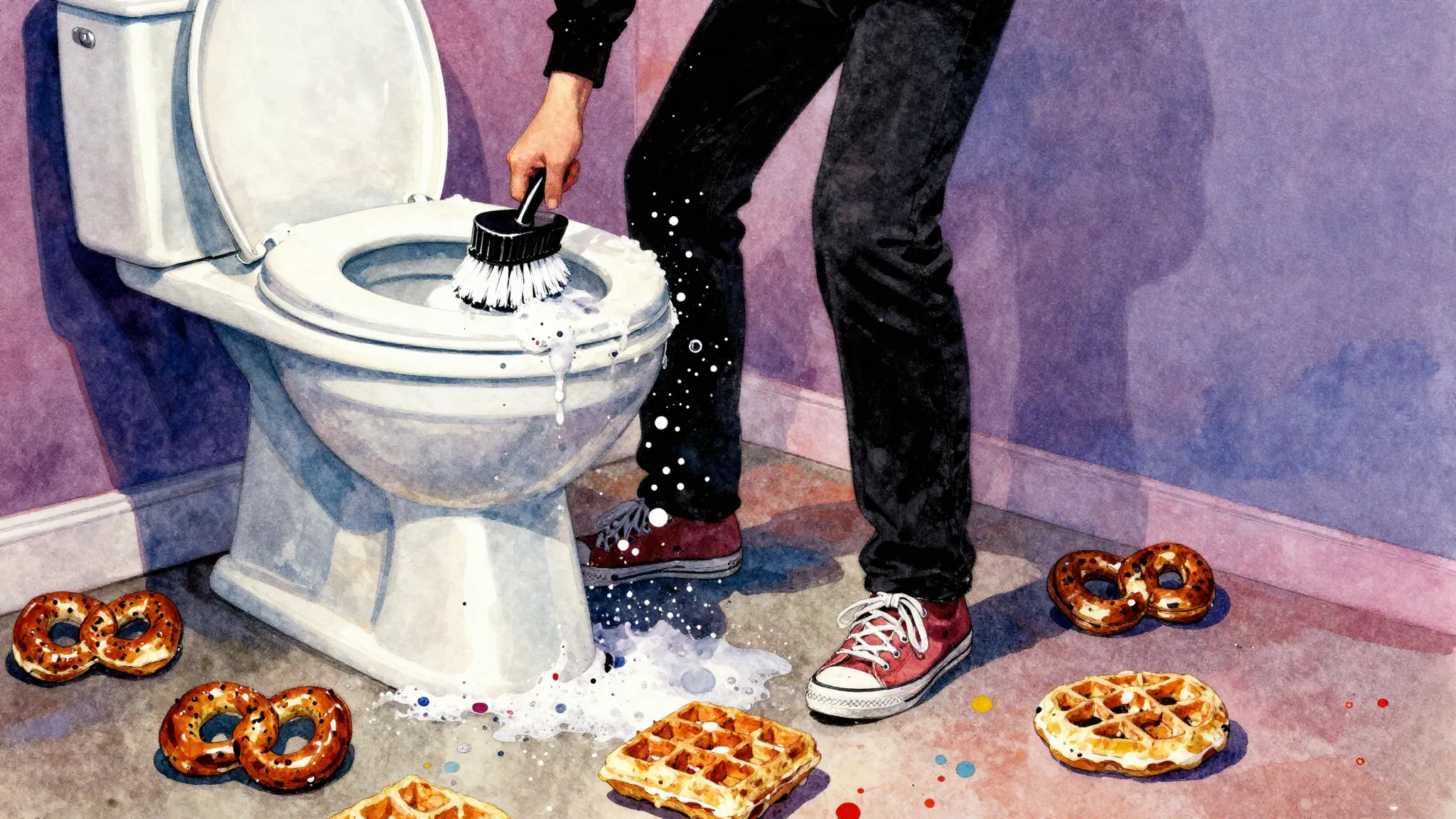 Vibrant watercolor style. Punk rock style album cover, a sil...