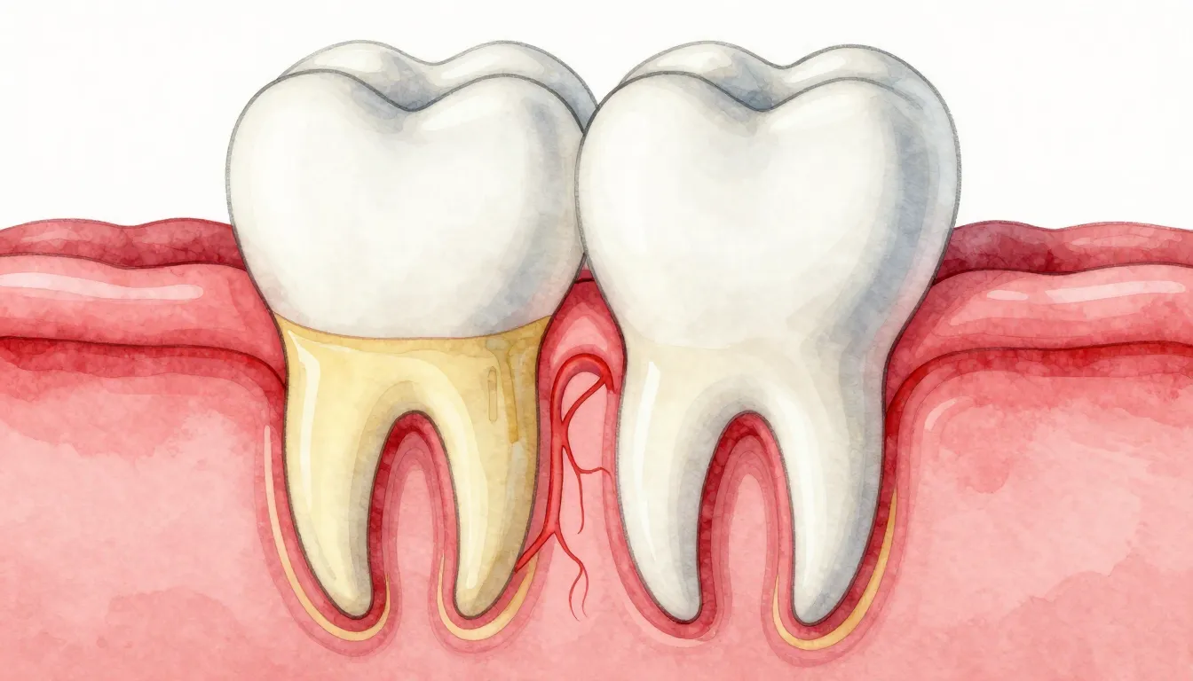 Watercolor style. Close-up illustration of a healthy white t...