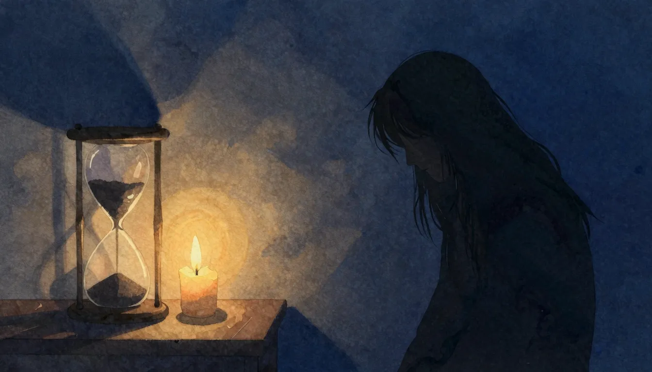 Vibrant watercolor style. A melancholic silhouette standing ...