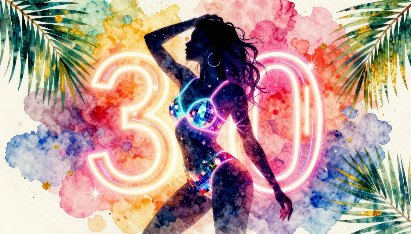 Vibrant watercolor style. A vibrant dance-pop album cover, a...