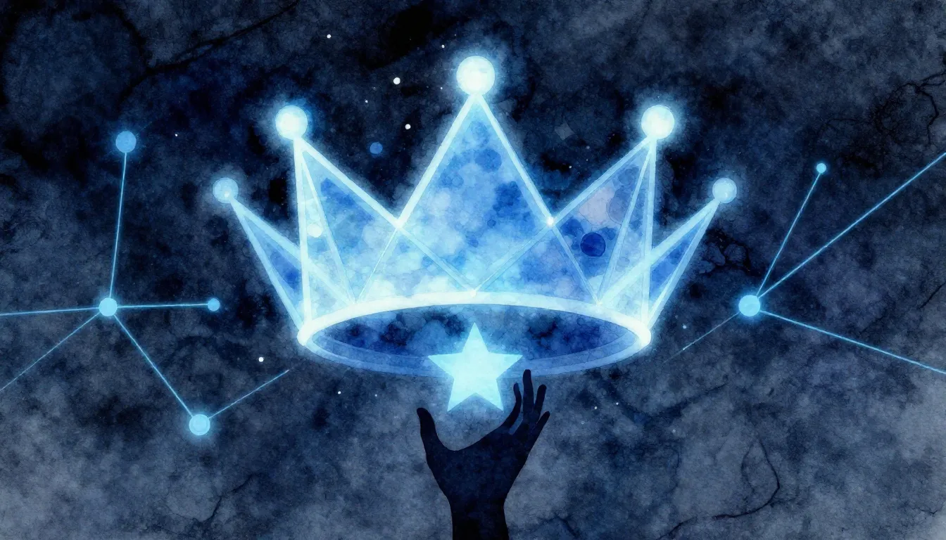 Watercolor style. Abstract digital art, glowing blue geometr...