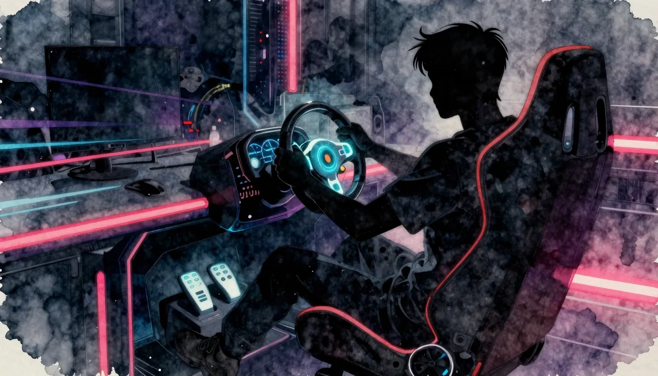 Watercolor style. Silhouette of a person sitting in a dark r...