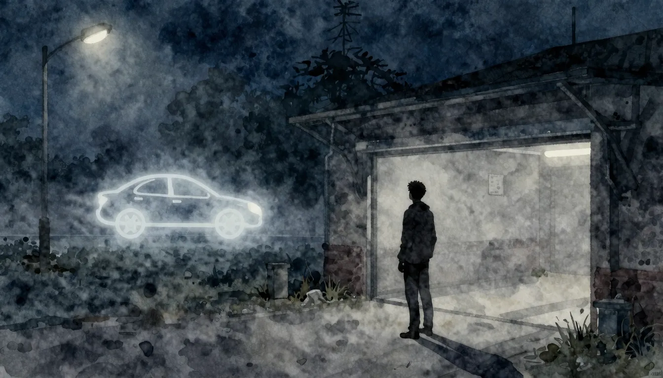 Watercolor style. Silhouette of a lonely man standing near a...