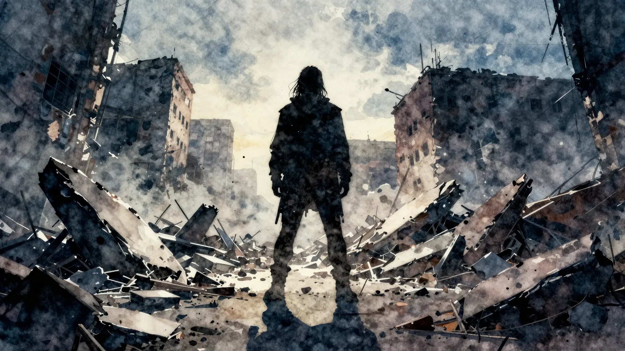 Vibrant watercolor style. Heavy metal album cover, a dark si...