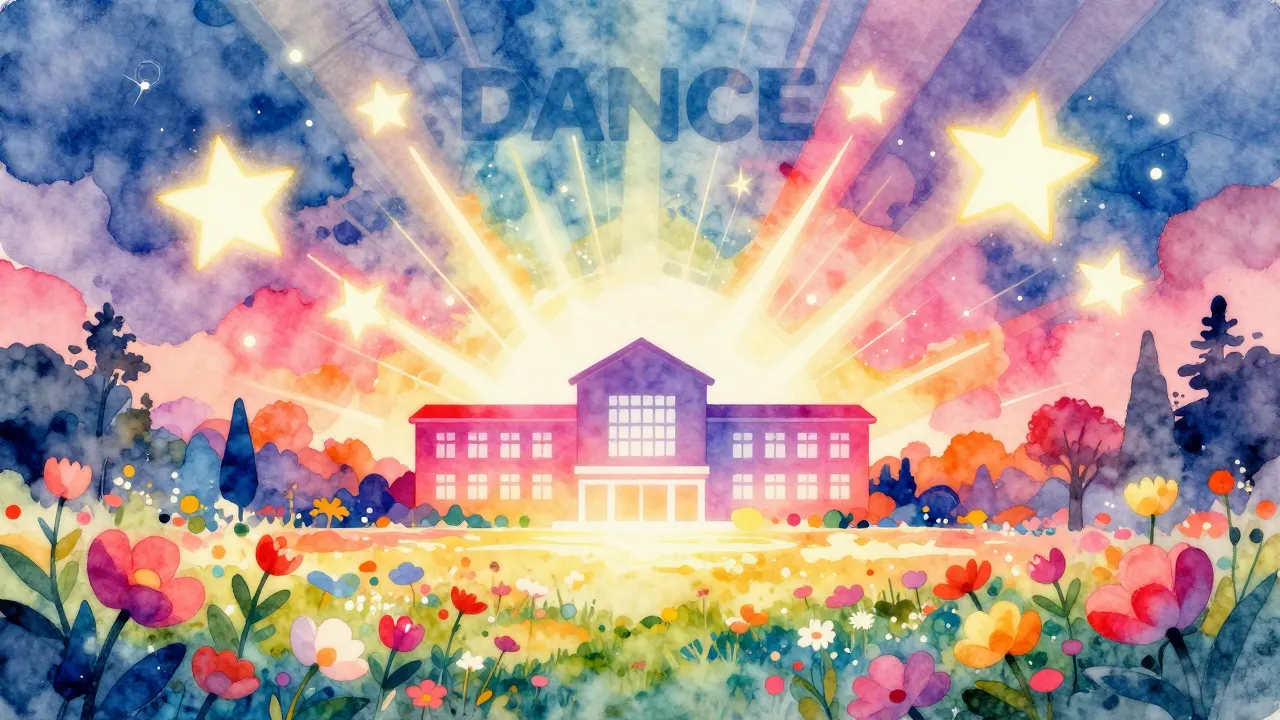 Vibrant watercolor style. A vibrant, energetic dance music a...