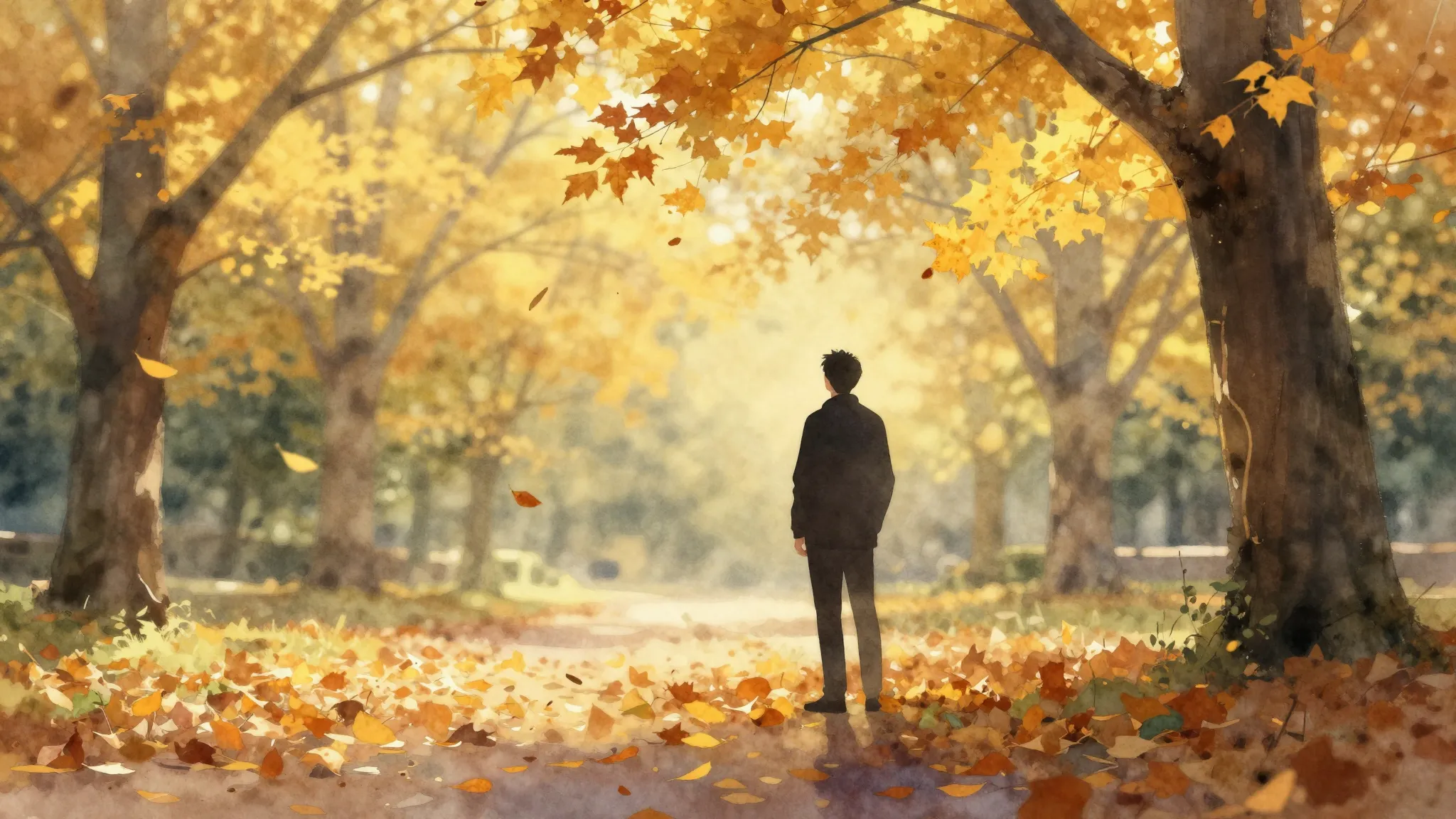 Vibrant watercolor style. A nostalgic and warm atmosphere, a...
